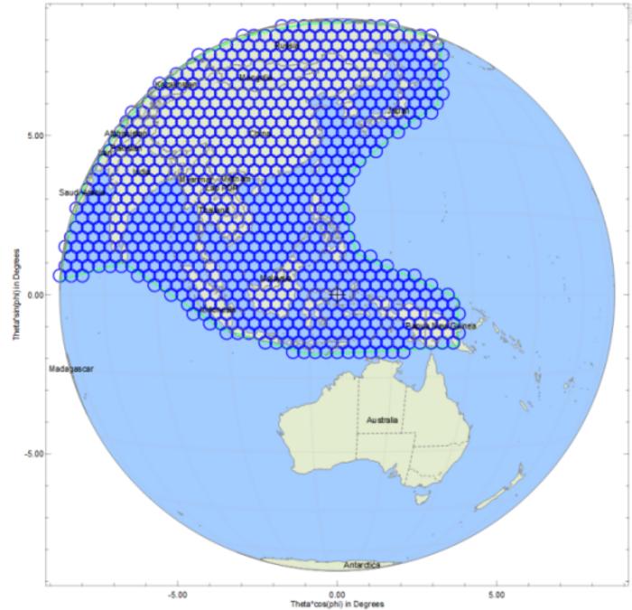 VHTS coverage for Asia-Pacific region(976 0.25°beams)