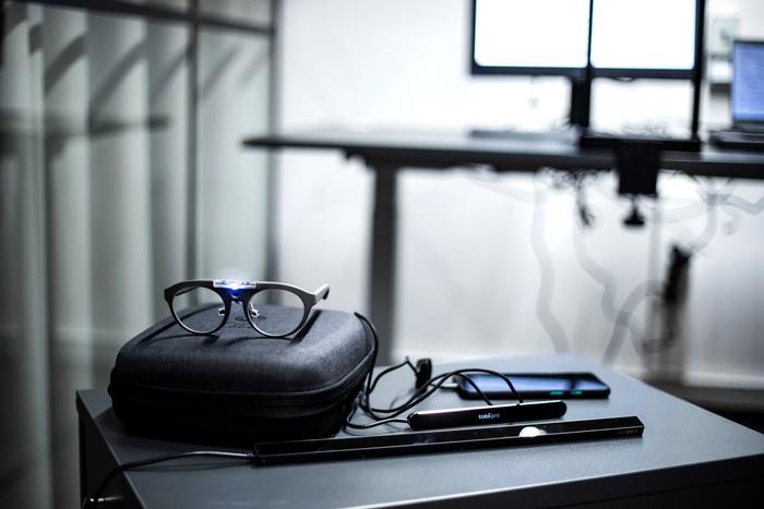 eyeglasses on a desk