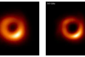 Side-by-side simulated images of M87* show the improvement in clarity and resolution from 230 GHz to 345 GHz. These improvements are allowing scientists to measure the size and shape of black holes more precisely.