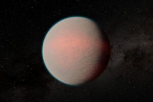 Magma ocean planets that contain water – like the earthlike exoplanet GJ 1214 b in this artist’s concept – will only host a tiny fraction of this water on their surface. The majority of it is stored deep in their interiors.