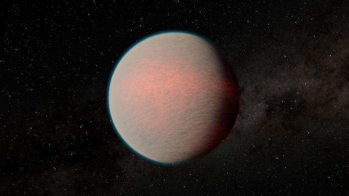 Magma ocean planets that contain water – like the earthlike exoplanet GJ 1214 b in this artist’s concept – will only host a tiny fraction of this water on their surface. The majority of it is stored deep in their interiors.