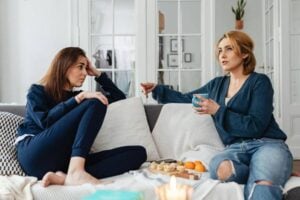 two women chatting