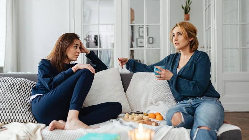 two women chatting