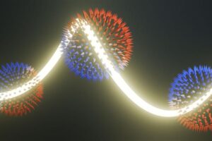 Monopoles of orbital angular momentum (OAM) are a tantalising prospect for orbitronics because OAM is uniform in all directions. This would mean that information flows could be generated in any direction. (Image Paul Scherrer Institute / Monika Bletry)