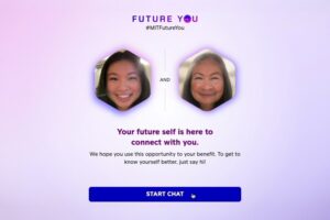 Researchers from MIT and elsewhere created a system that enables users to have an online, text-based conversation with an AI-generated simulation of their potential future self. Credits:Credit: Future You; Melanie Gonick, MIT