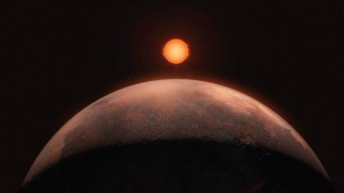 This artist’s impression shows Barnard b, a sub-Earth-mass planet that was discovered orbiting Barnard’s star. Its signal was detected with the ESPRESSO instrument on ESO’s Very Large Telescope (VLT), and astronomers were able to confirm it with data from other instruments. An earlier promising detection in 2018 around the same star could not be confirmed by these data. On this newly discovered exoplanet, which has at least half the mass of Venus but is too hot to support liquid water, a year lasts just over three Earth days.