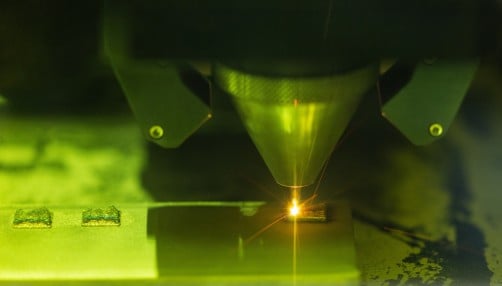 A 3D printer at work in Sougata Roy's lab.