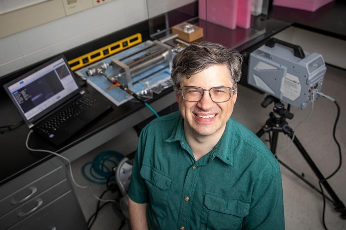 University of Illinois evolution, ecology and behavior professor Philip Anderson, pictured, and his colleague Bingying Zhang found that thin animal skin significantly dissipates the energy of a puncturing projectile. In their experiments, skin worked better than a thicker synthetic gel designed to mimic skin.