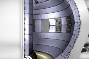 This cross section of ITER shows the inner walls of the fusion system. New experimental results suggest that sprinkling boron powder into the vessel could protect the inner walls from the plasma’s heat. Additionally, a new computer modeling framework shows the powder may only need to be sprinkled from one location. (Image credit: ITER Organization)