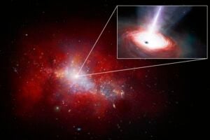 Artist’s Impression of Fastest-feeding Black Hole in the Early Universe