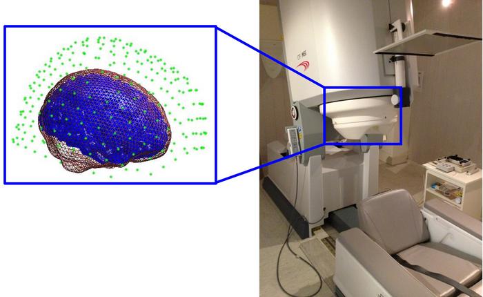 Magnetoencephalography (MEG) equipment used to study brain activity. Resting-state MEG data was collected before and after the season from 91 high school football players, including 10 diagnosed with a concussion. MEG measures magnetic fields generated by the brain’s electrical currents, offering insights into neural activity.