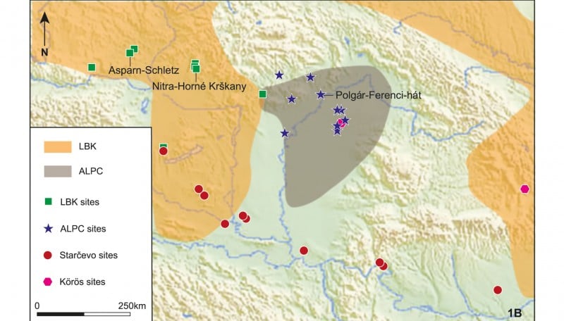 Map of the LBK culture and the studied sites