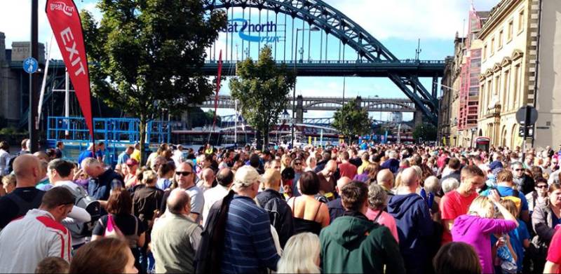 Crowds on Newcastle Quayside for the Great North Run in 2013