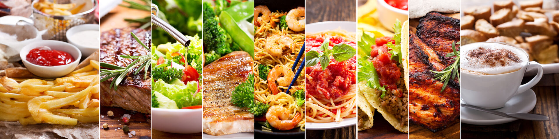 collage of various food products