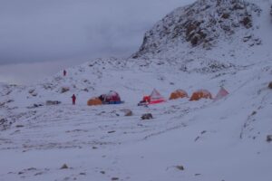 Scientists camping at the research site in East Antarctica