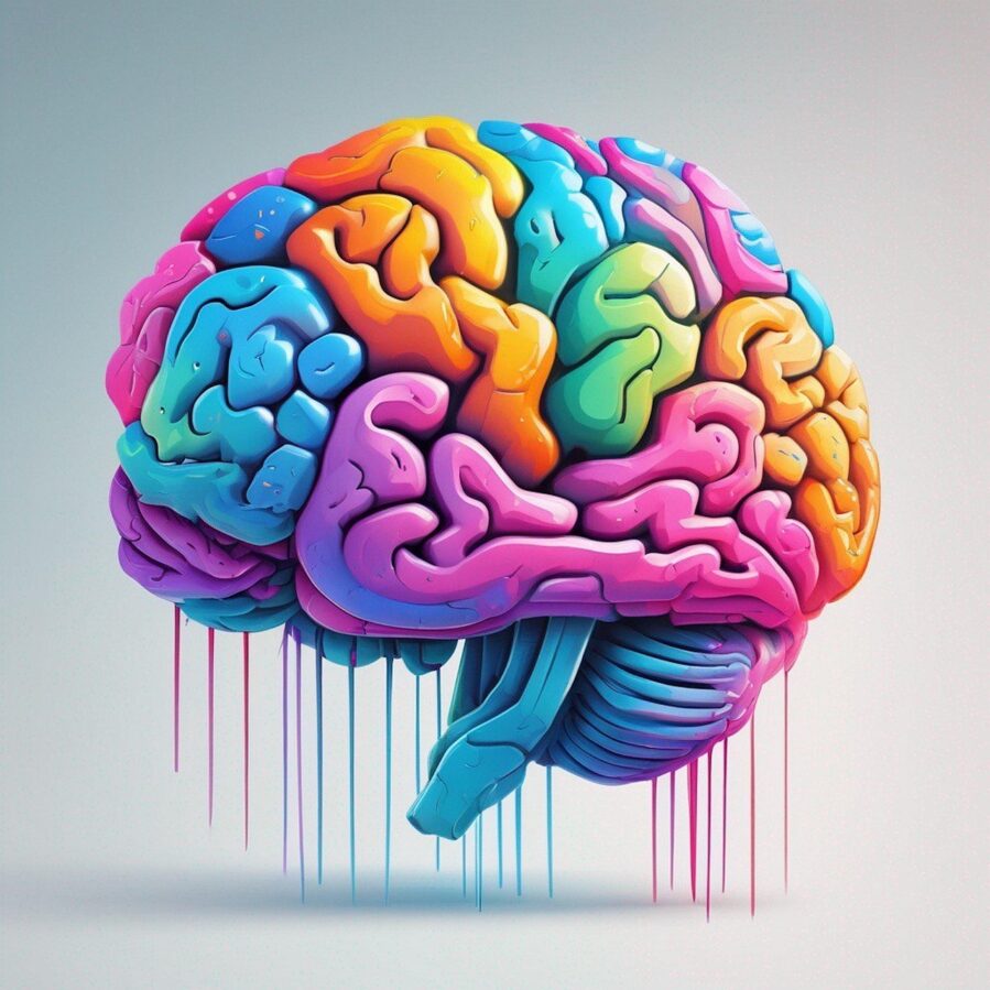 AI generated image of a colorful brain