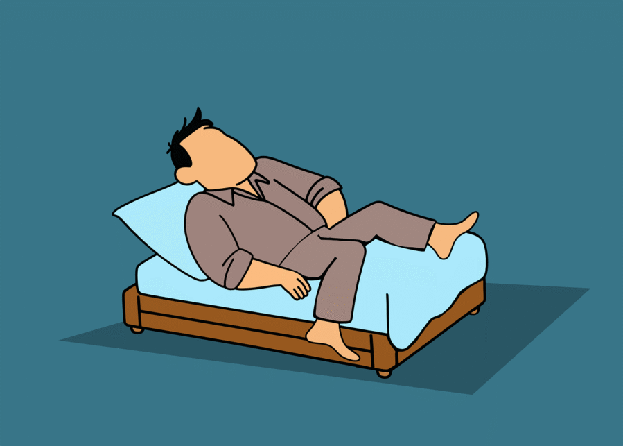 illustration of man in bed