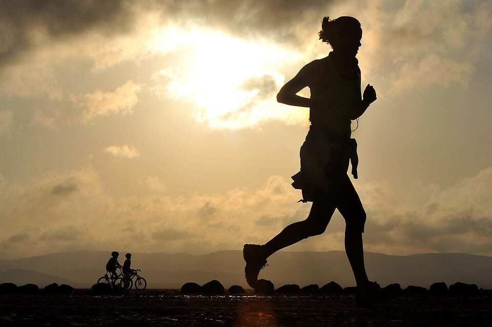 woman running at dusk