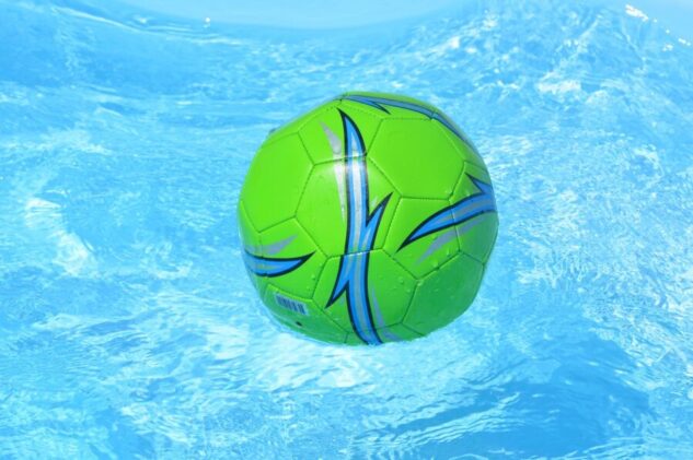 water polo ball in swimming pool