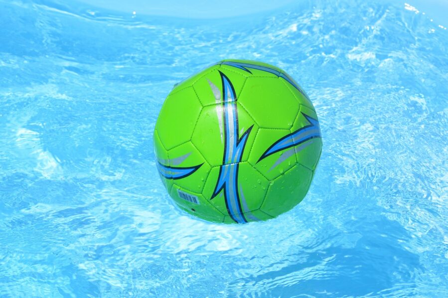 water polo ball in swimming pool