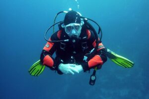 submerged scuba diver