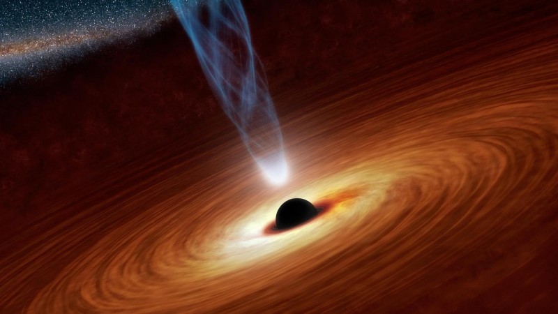 An artist’s concept of a supermassive black hole surrounded by an accretion disk.