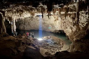 ‘Dome of the Cathedral’, the largest chamber in the Grutas Tzabnah cave system (Yucatán, Mexico). Credit: Mark Brenner