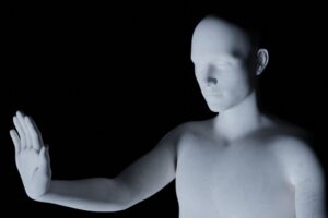 mannequin with arm raised