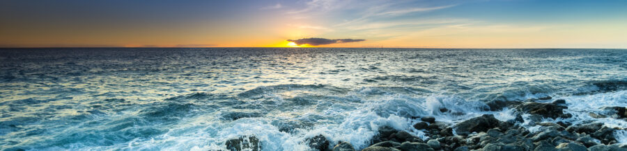 The coast of Atlantic ocean on sunset, Gran Canaria, Canary islands, Spain