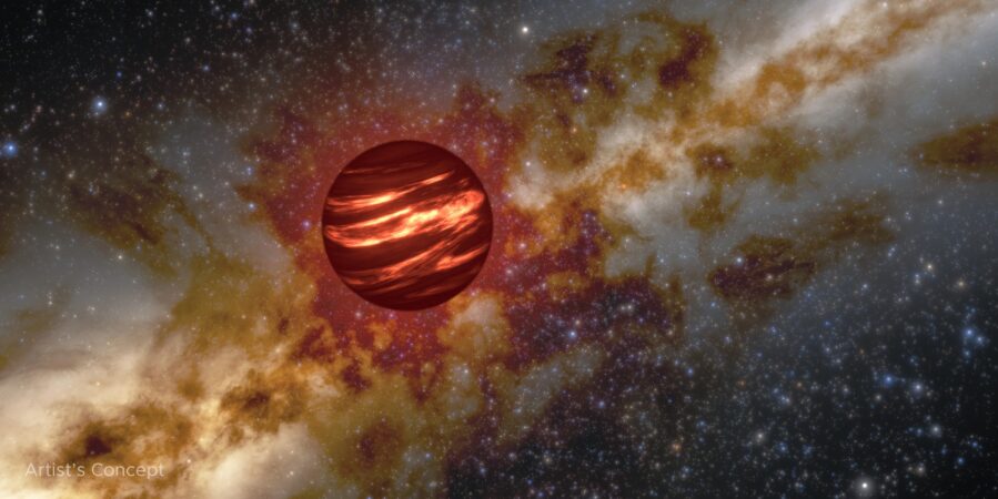 This artist’s concept shows a brown dwarf — an object larger than a planet but not massive enough to kickstart fusion in its core like a star.