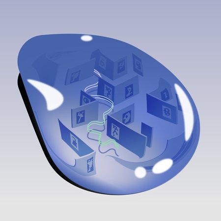 An abstract representation of DNA computation and learning in a droplet. Credit: Olivier Wyart & Ailadi Cortelletti