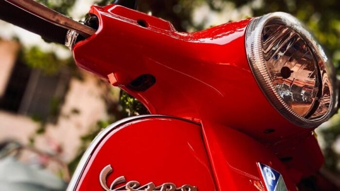 a red Vespa scooter