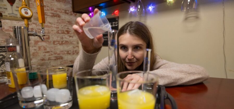 Researchers with Brown University's Center for Alcohol and Addiction Studies conduct innovative behavioral studies in a designated lab space that is set up like a real bar.