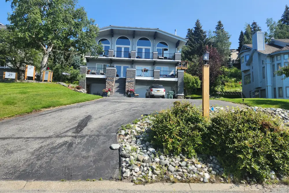A home in Anchorage, Alaska. Two-story homes with a residential area over a garage can be particularly vulnerable to natural disasters, as are homes with one wa