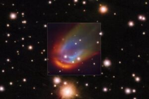 The central square image, taken with the MUSE instrument on ESO’s Very Large Telescope, shows shock waves around the dead star RXJ0528+2838.