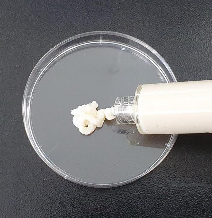 This gooey paste contains modified human skin cells and could restore breast volume by filling in spaces left after tumor removal.