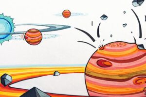 One way gas giants form is through core accretion, where solid cores gradually grow in a disk by pulling in rocky and icy pebbles until they become massive enough to attract the gas that surrounds young stars.