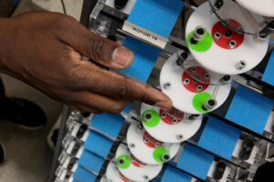 Using this model of a 1D material, researchers demonstrate a new way to remotely change a material's stiffness using sound waves.