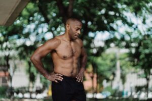 a shirtless, fit man