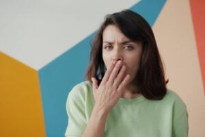 woman with morning sickness and nausea