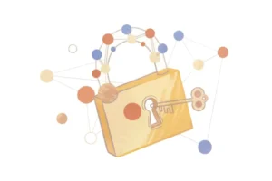 abstract illustration of a key opening a lock