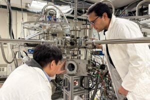 Seung Gyo Jeong (left) and senior author Bharat Jalan (right) have created a new path toward tunable catalysis and electronics in this latest paper.