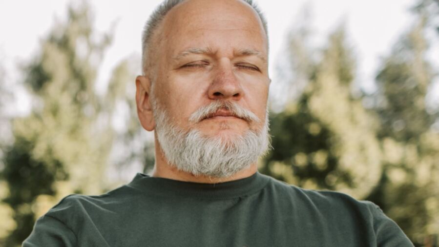 man with closed eyes