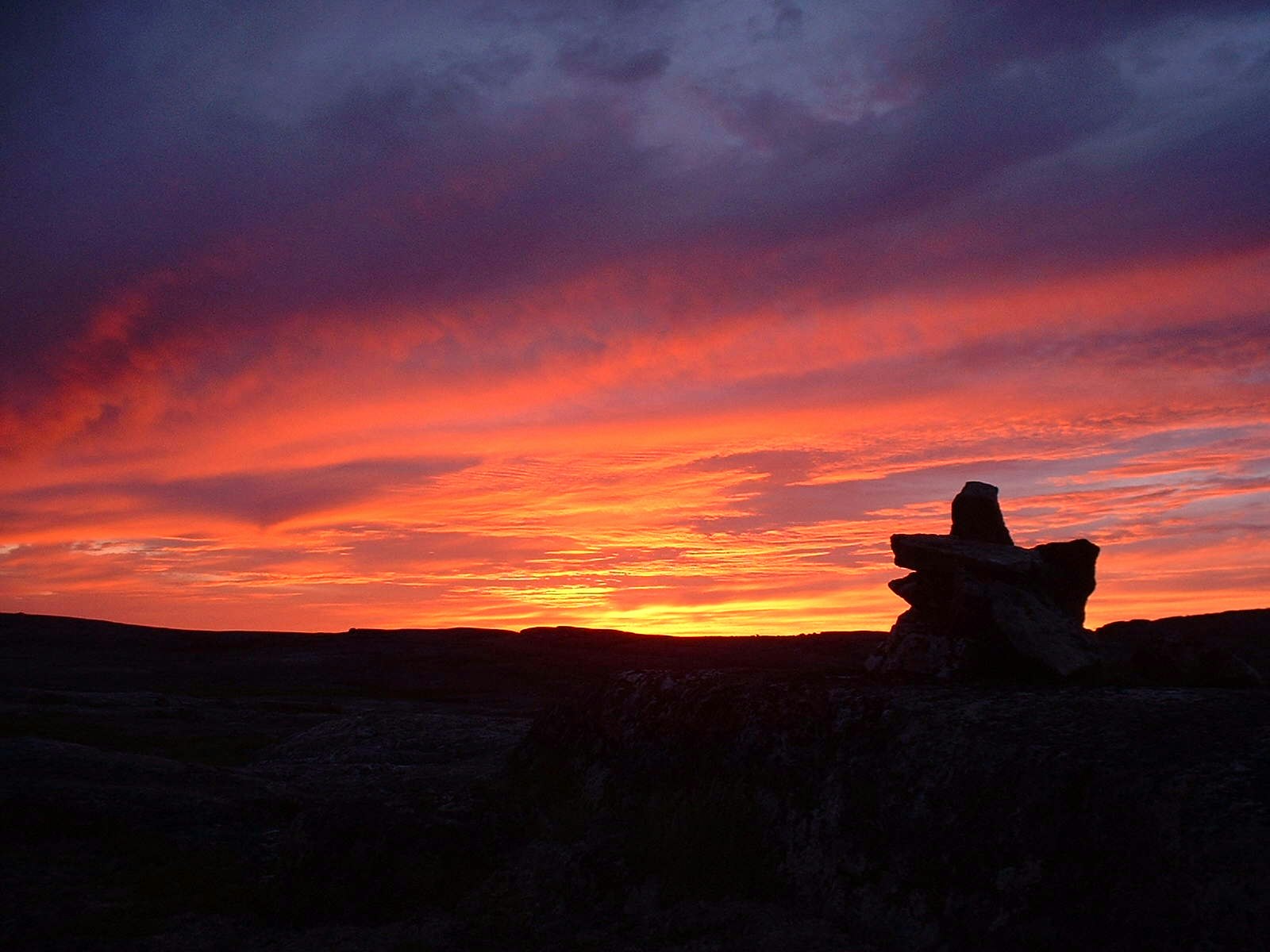 Sunset over the rocky Nuvvuagittuq Greenstone Belt in northern Quebec