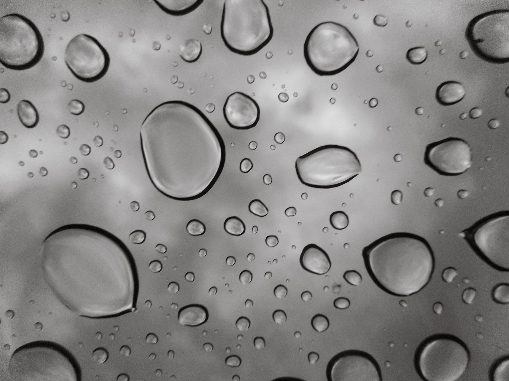 Close-up of water droplets beading on a glass surface