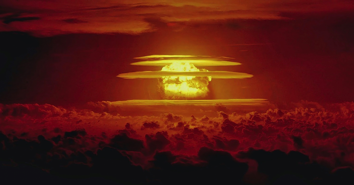 Castle Bravo thermonuclear test cloud above Bikini Atoll in March 1954