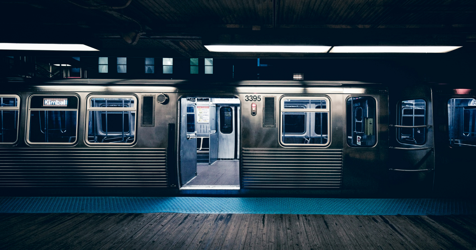 Subway car with its doors open