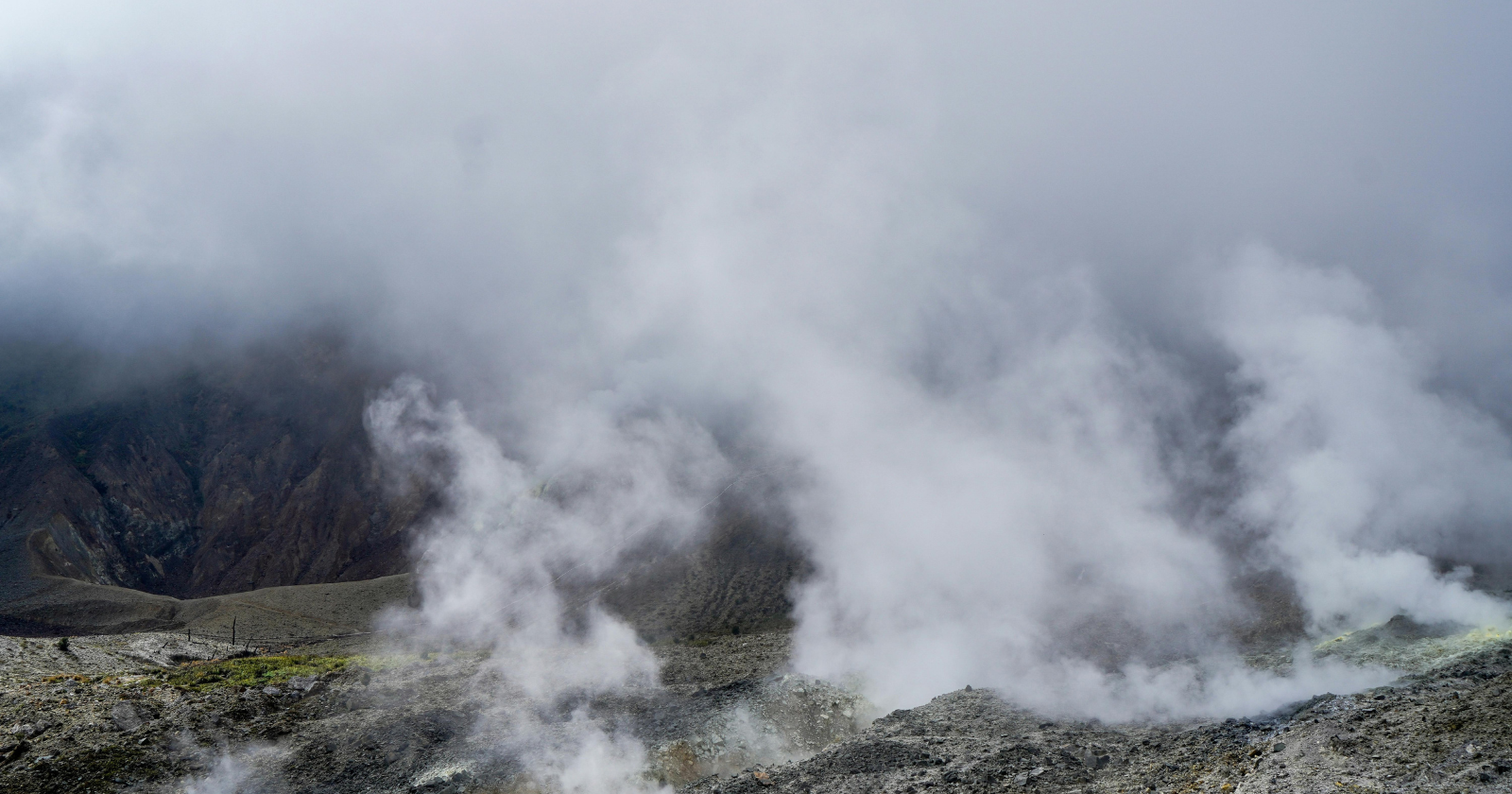 Steam rising from a geothermal area