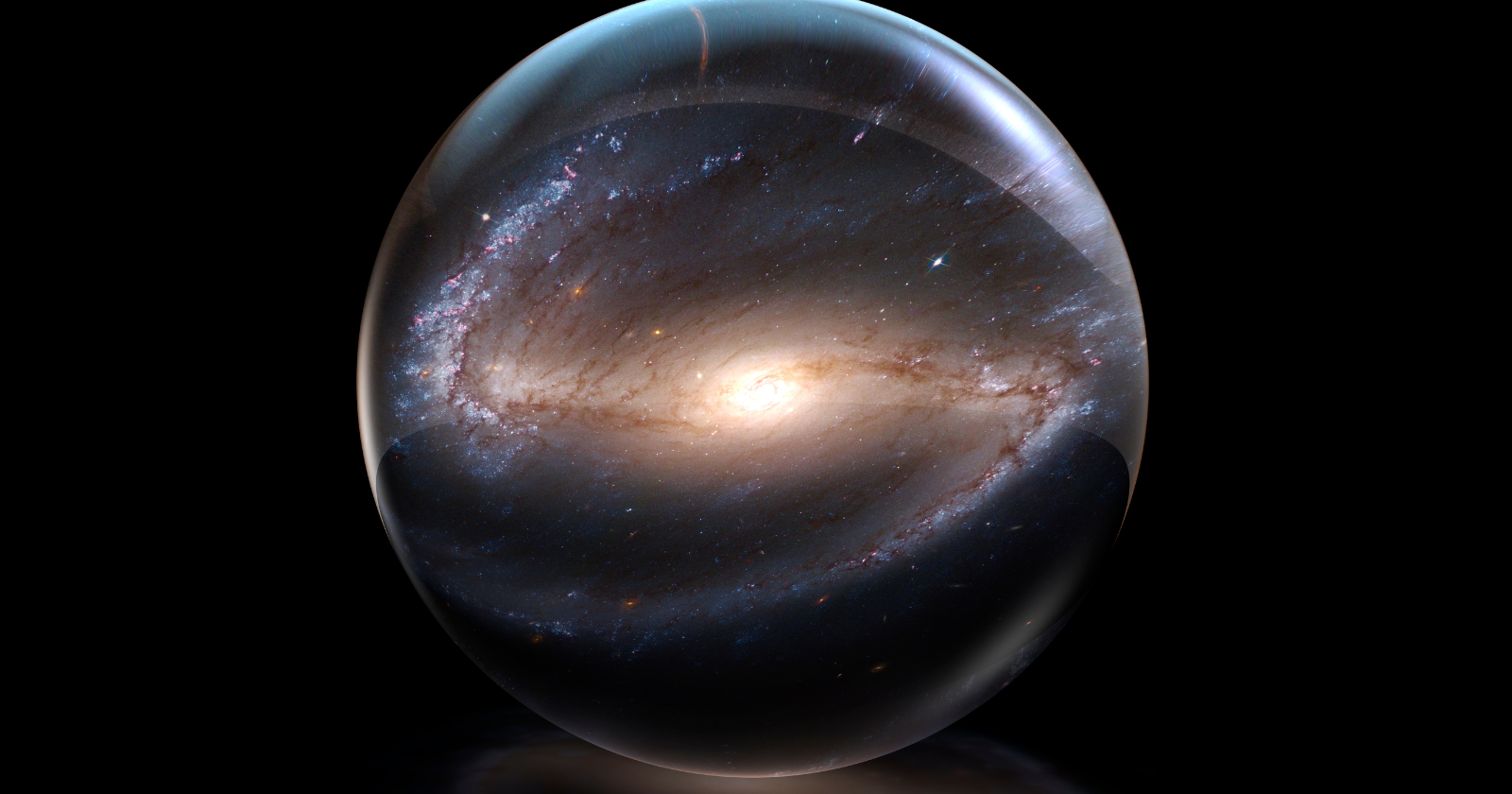 Glowing translucent sphere against a black background