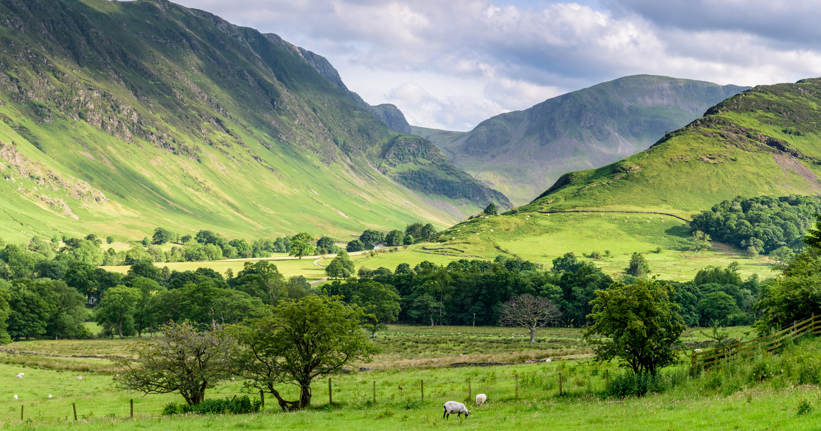 Green valley surrounded by hills